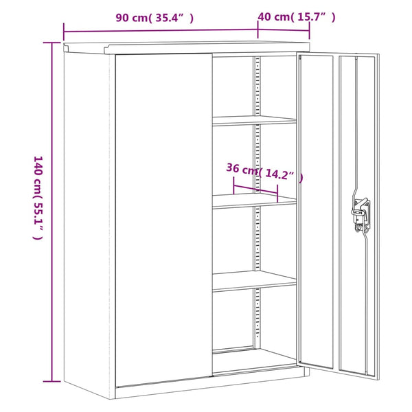 vidaXL Armoire de classement noire 90x40x180 cm Acier