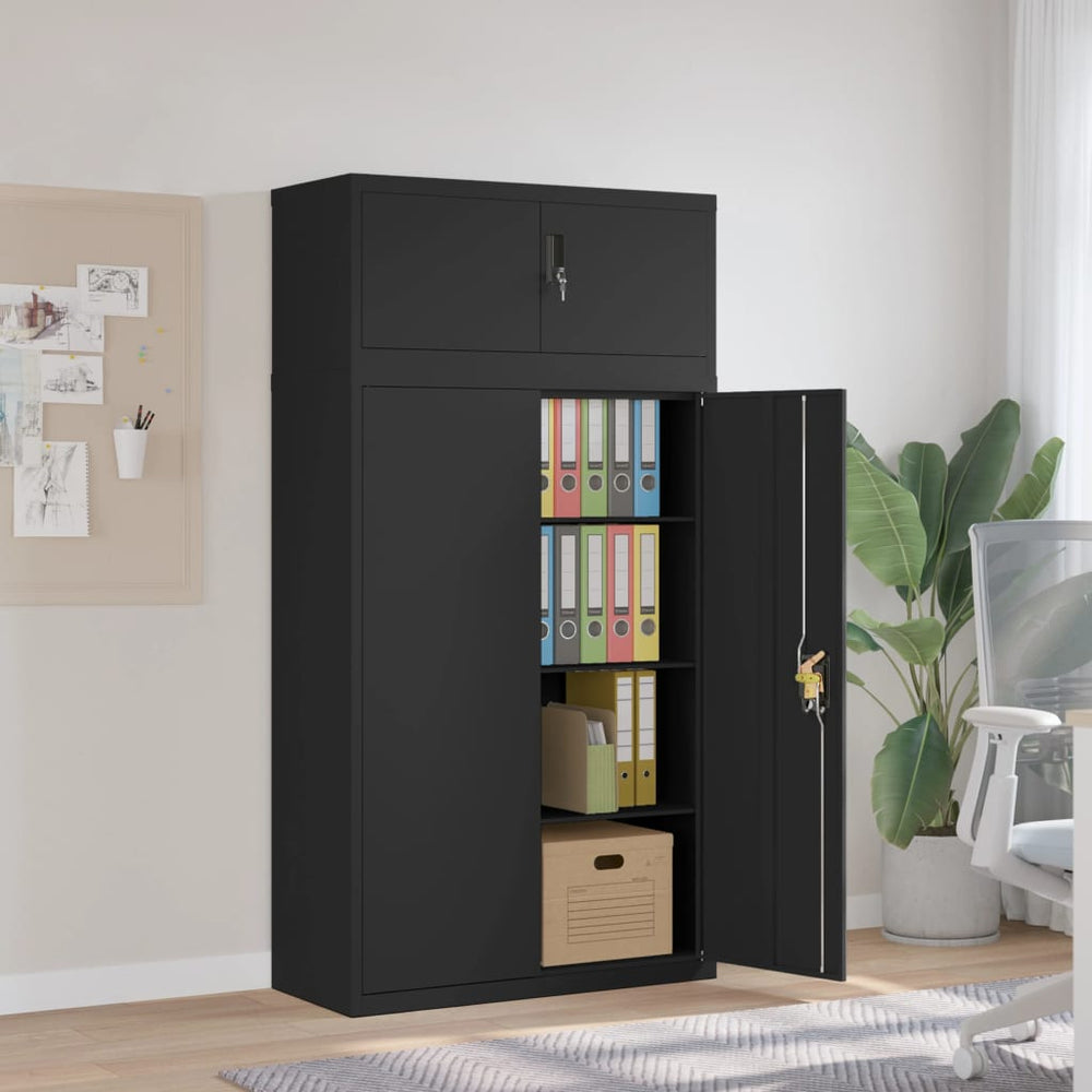 Aktenschrank Schwarz Stahl 90x40x180 cm