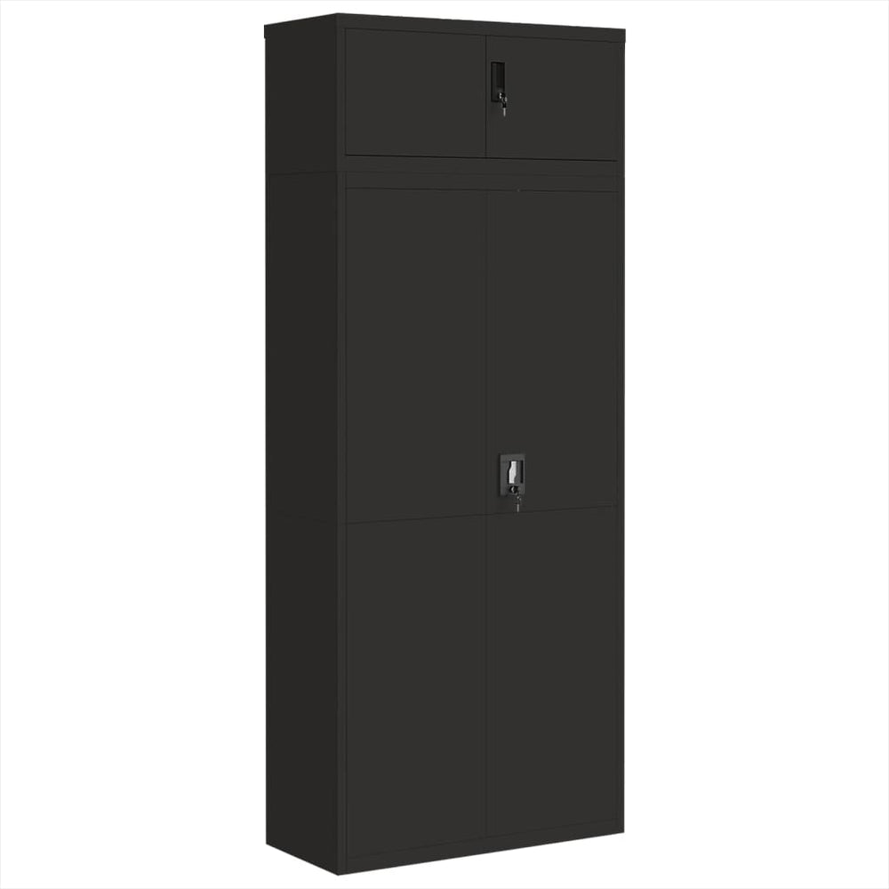Schwarzer Aktenschrank Stahl 90x40x220 cm