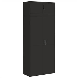 Schwarzer Aktenschrank Stahl 90x40x220 cm