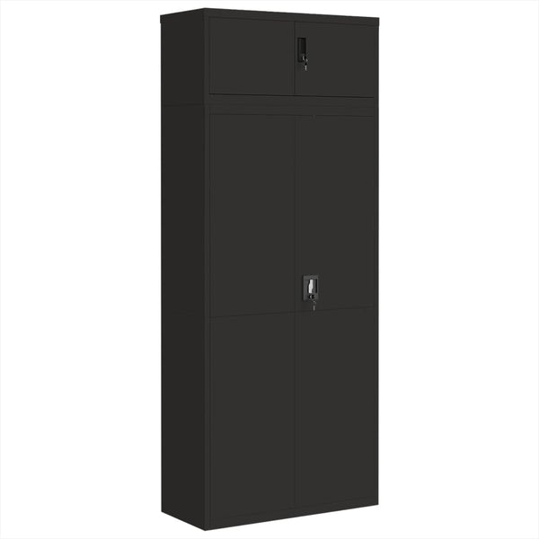 Schwarzer Aktenschrank Stahl 90x40x220 cm