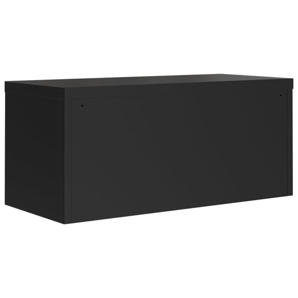 Schwarzer Aktenschrank Stahl 90x40x220 cm