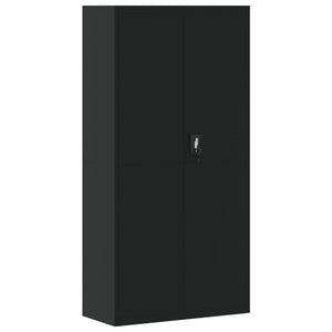 Schwarzer Aktenschrank Stahl 90x40x220 cm