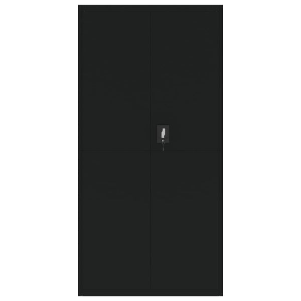 Schwarzer Aktenschrank Stahl 90x40x220 cm