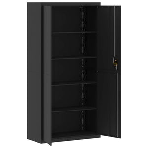 Schwarzer Aktenschrank Stahl 90x40x220 cm