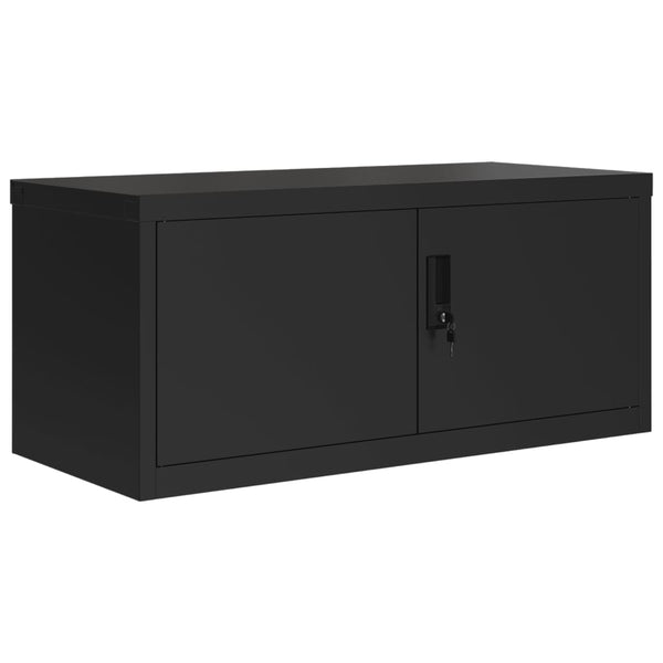 Aktenschrank Schwarz Stahl 90x40x240 cm