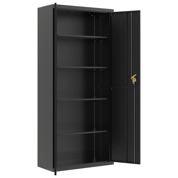 Aktenschrank Schwarz Stahl 90x40x240 cm