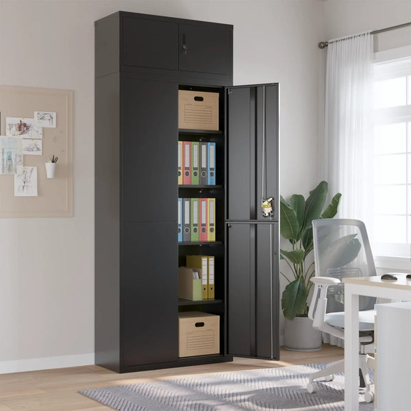 Aktenschrank Schwarz Stahl 90x40x240 cm