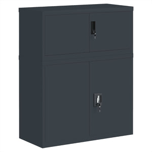 Aktenschrank Anthrazit Stahl 90x40x110 cm