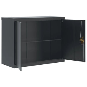 Aktenschrank Anthrazit Stahl 90x40x110 cm