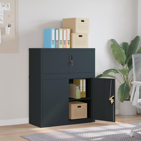 Aktenschrank Anthrazit Stahl 90x40x110 cm