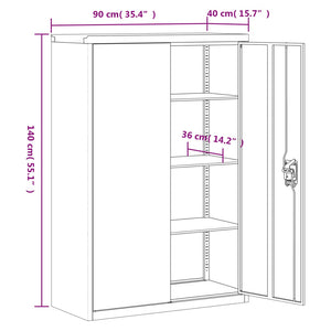 Aktenschrank Anthrazit Stahl 90x40x180 cm