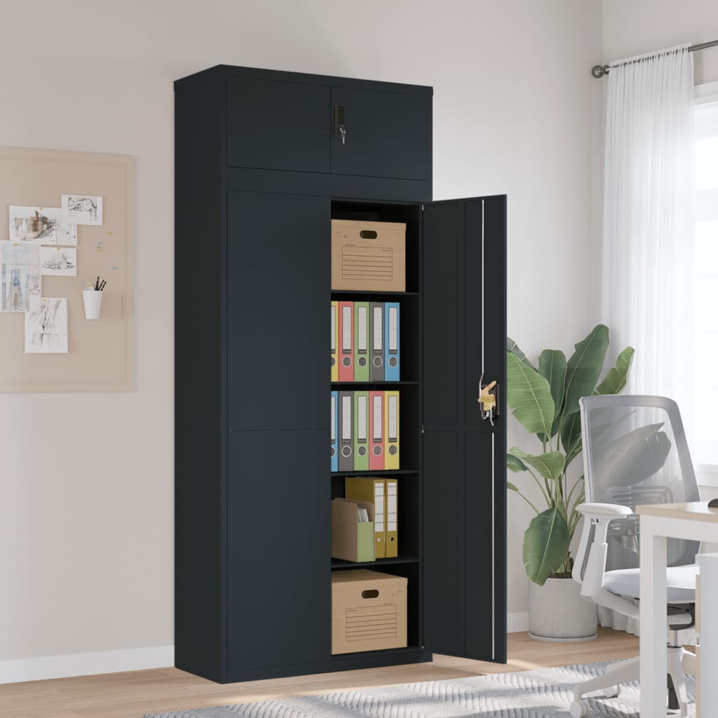 Aktenschrank Anthrazit Stahl 90x40x220 cm