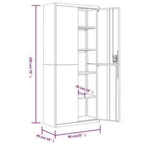 Aktenschrank Anthrazit Stahl 90x40x240 cm