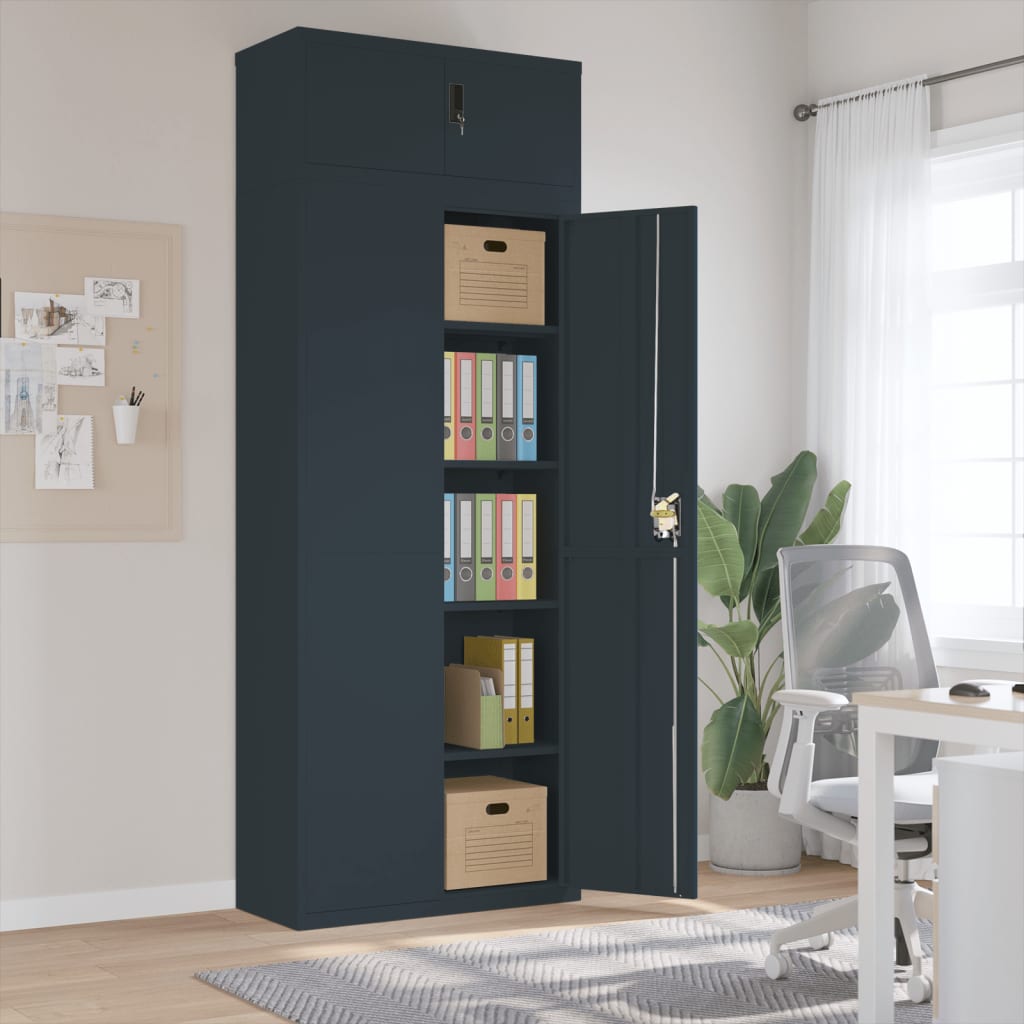 Aktenschrank Anthrazit Stahl 90x40x240 cm