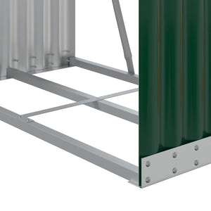 Grüner Kaminholzunterstand aus verzinktem Stahl