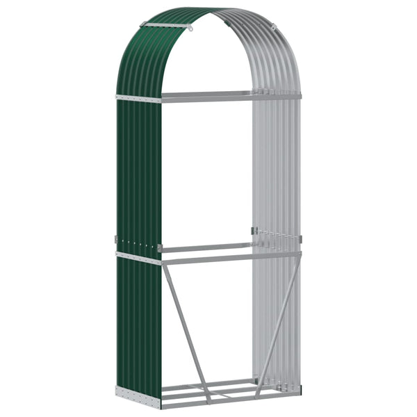 vidaXL Abri à bûches vert 80x45x190 cm Acier galvanisé