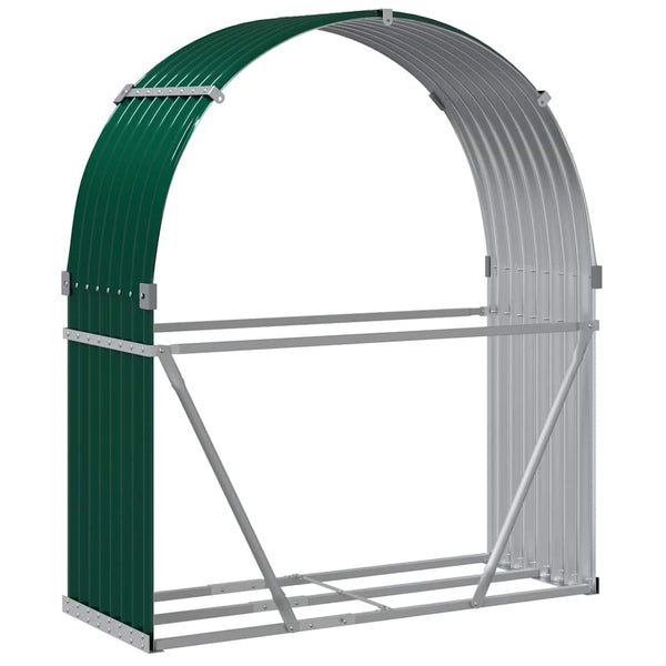 vidaXL Abri à bûches vert 120x45x140 cm Acier galvanisé