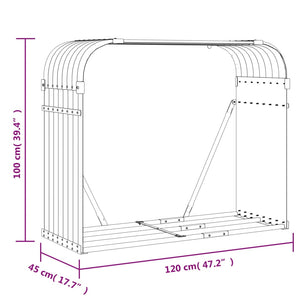Kaminholzregal Grün Verzinkt 120x45x100cm