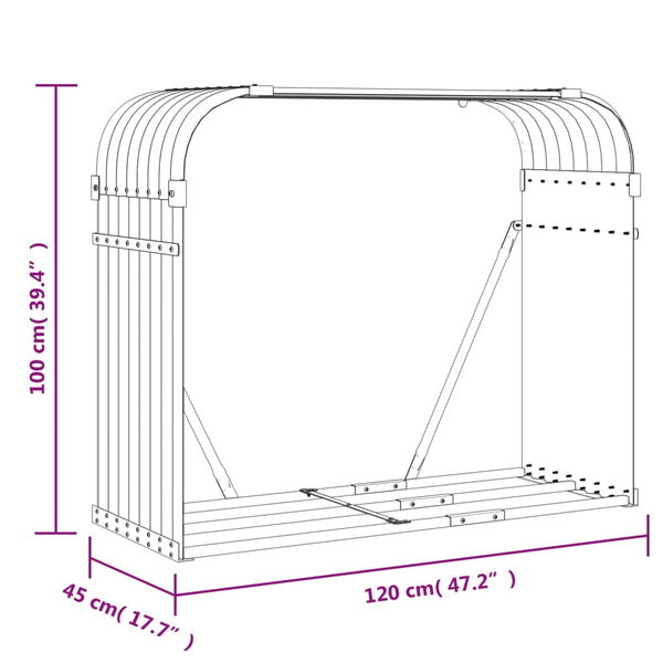 Kaminholzregal Grün Verzinkt 120x45x100cm