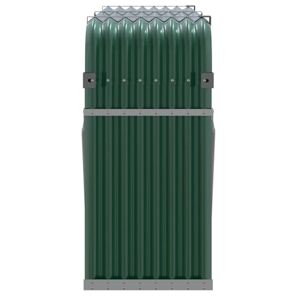 Grüner Kaminholzunterstand aus verzinktem Stahl