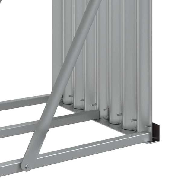 Grüner Kaminholzunterstand aus verzinktem Stahl