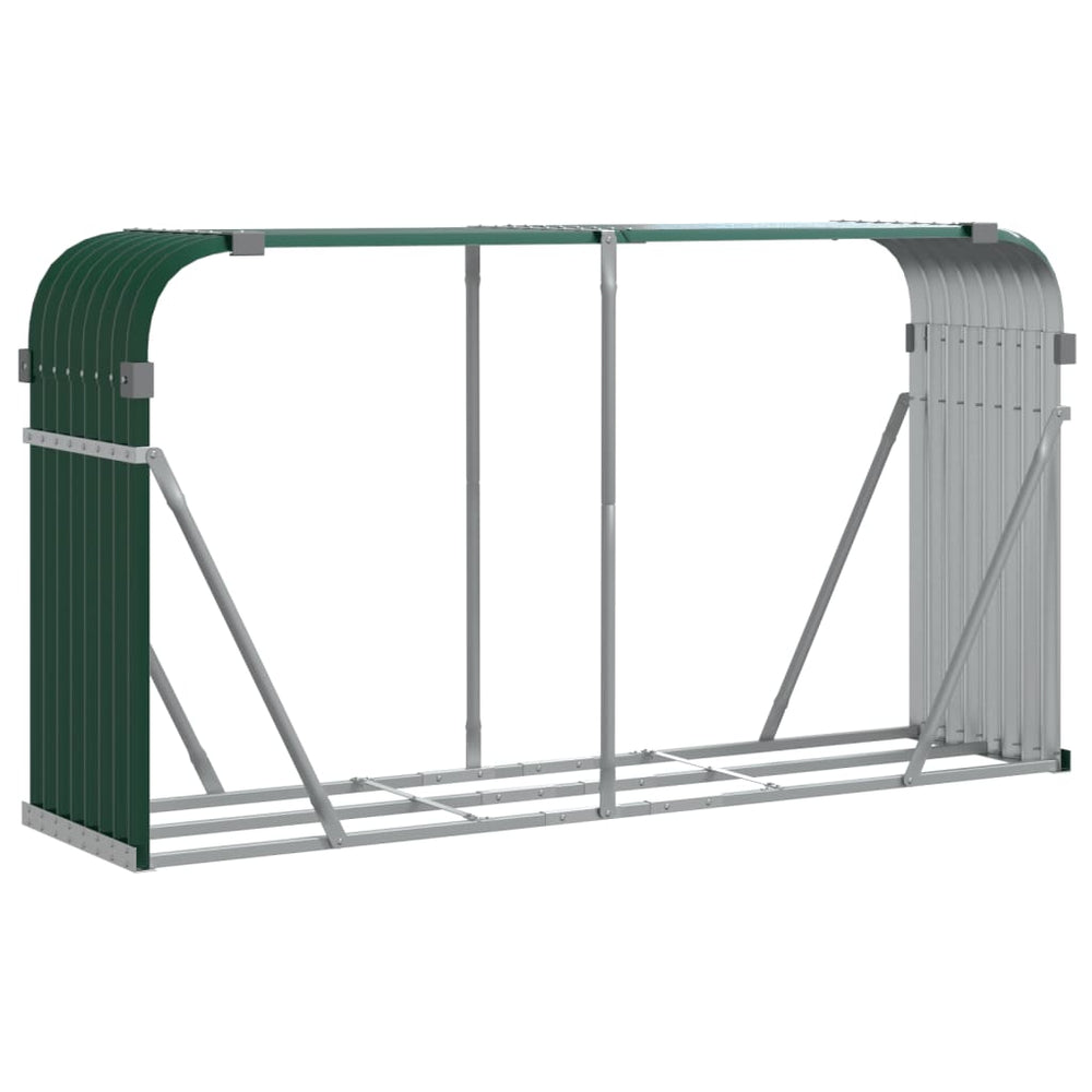 Grüner Kaminholzunterstand aus verzinktem Stahl 234 cm