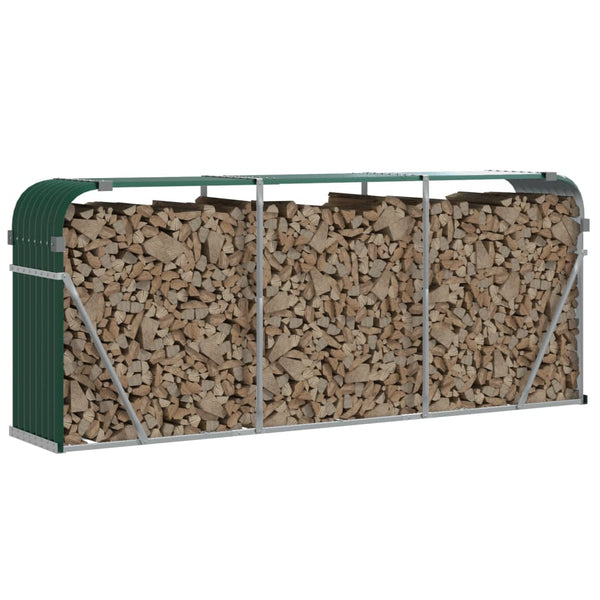 vidaXL Firewood Shed Green 234x45x100 cm Galvanized Steel