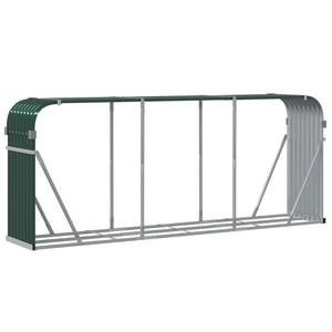 vidaXL Firewood Shed Green 234x45x100 cm Galvanized Steel