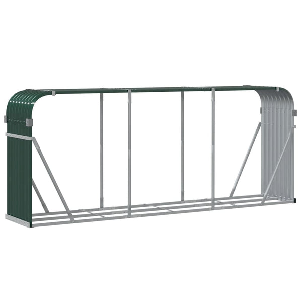 vidaXL Firewood Shed Green 234x45x100 cm Galvanized Steel