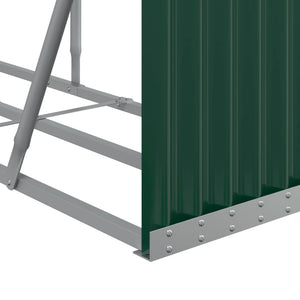 vidaXL Firewood Shed Green 234x45x100 cm Galvanized Steel
