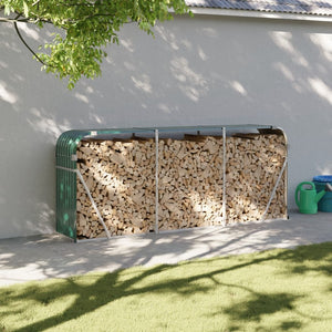 vidaXL Firewood Shed Green 234x45x100 cm Galvanized Steel