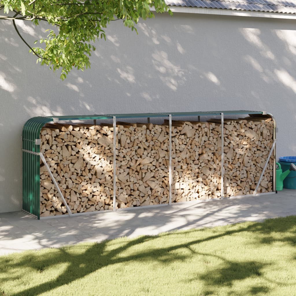 Grüner Holzkorb aus verzinktem Stahl