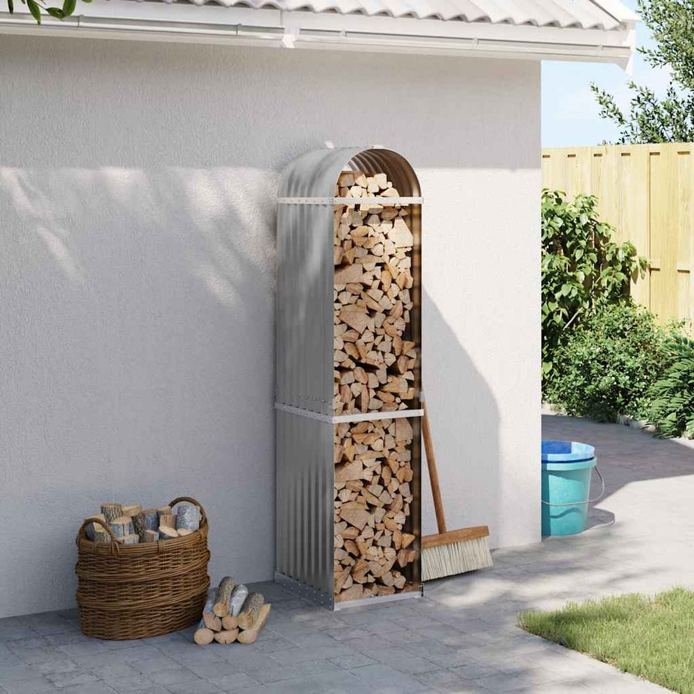 Kaminholzregal Hellgrau Verzinkt 40x45x170cm
