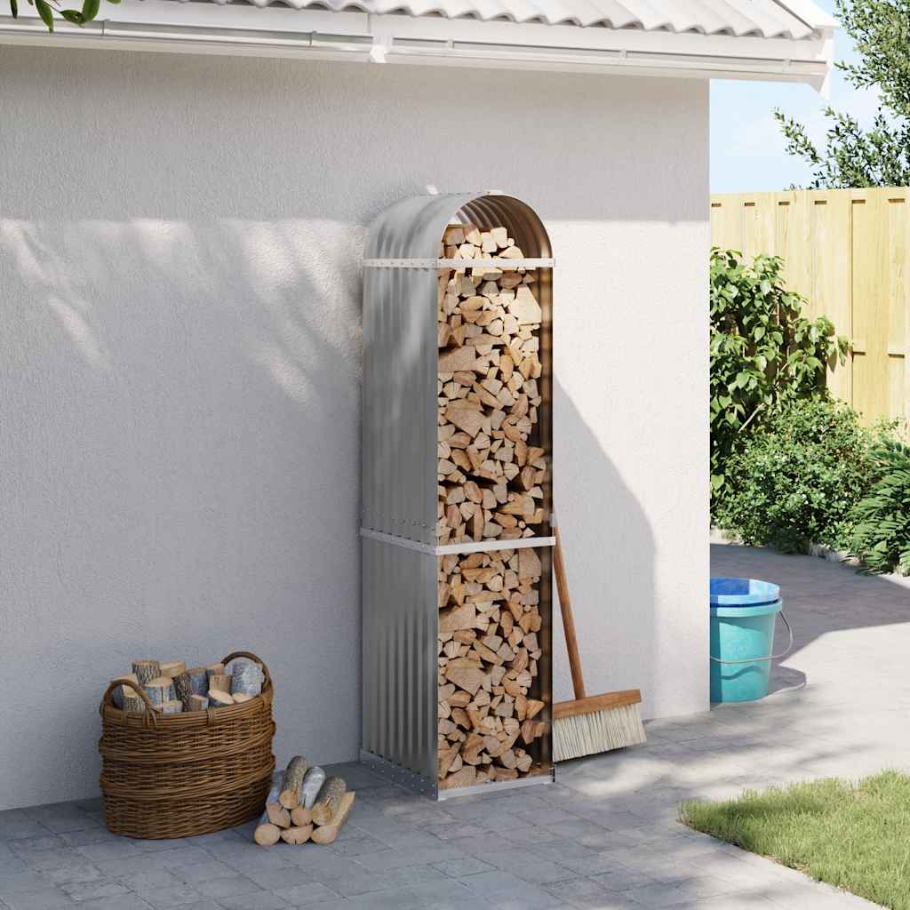 vidaXL Range-bûches gris clair 40x45x170 cm acier galvanisé