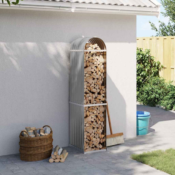 vidaXL Range-bûches gris clair 40x45x170 cm acier galvanisé