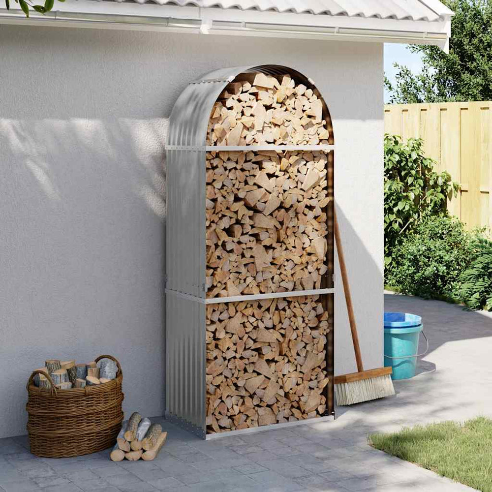 Kaminholzregal Hellgrau Verzinkt 80x45x190cm
