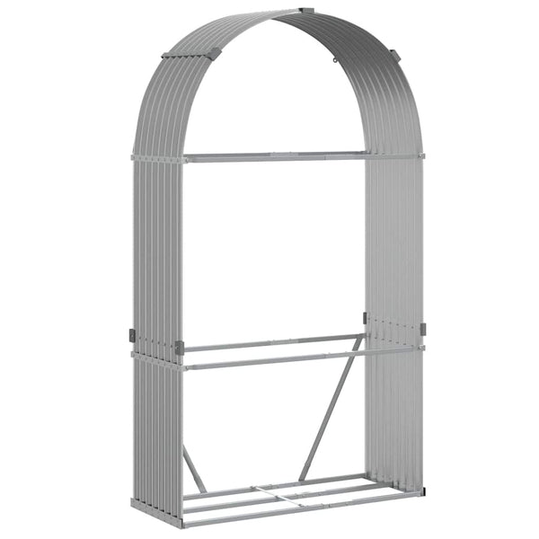 Kaminholzregal Hellgrau Verzinkt 120x45x210cm