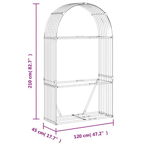 Kaminholzregal Hellgrau Verzinkt 120x45x210cm