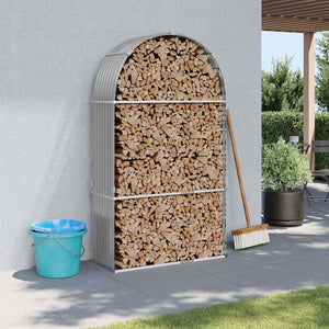 Kaminholzregal Hellgrau Verzinkt 120x45x210cm