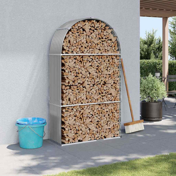 Kaminholzregal Hellgrau Verzinkt 120x45x210cm