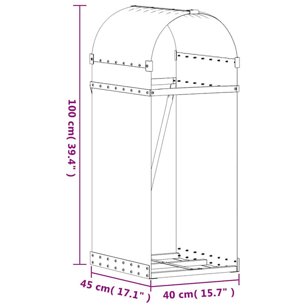 vidaXL Panier à bûches anthracite 40x45x100 cm Acier galvanisé