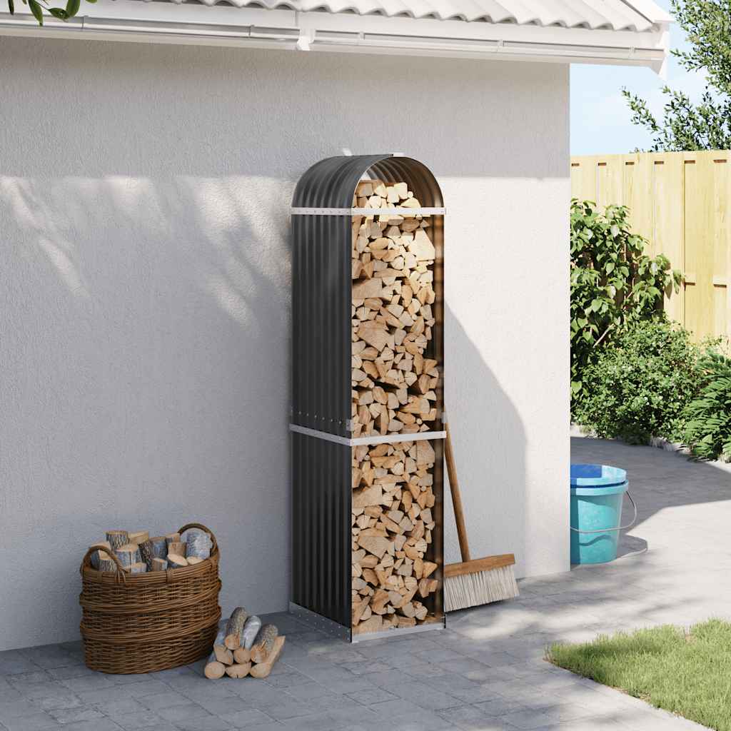 vidaXL Panier à bois Anthracite 40x45x170 cm Acier galvanisé