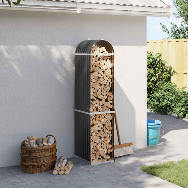 vidaXL Panier à bois Anthracite 40x45x170 cm Acier galvanisé