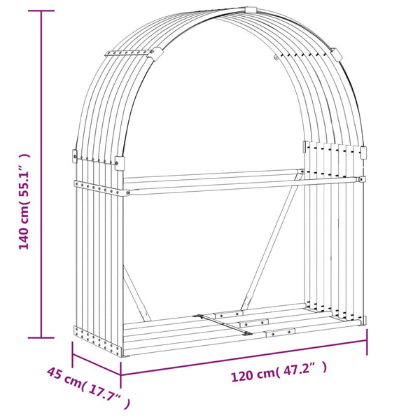 Brennholzregal Anthrazit 120x45x140cm