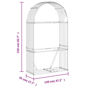 Anthrazit Holzkorb aus Stahl 120x45x210cm