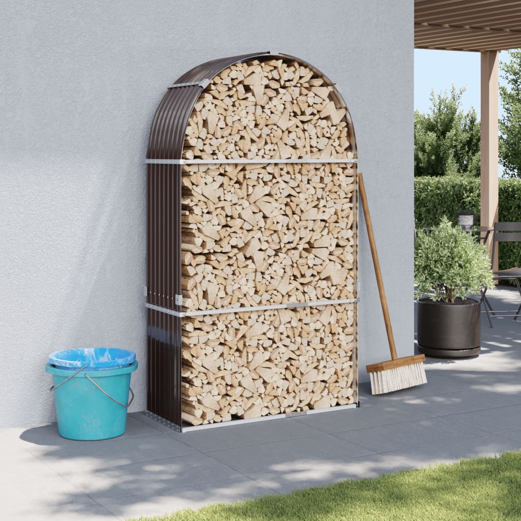 Kaminholzregal Braun Verzinkt 120x45x210cm