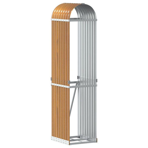 vidaXL Range-bûches aspect bois 40x45x170 cm acier galvanisé