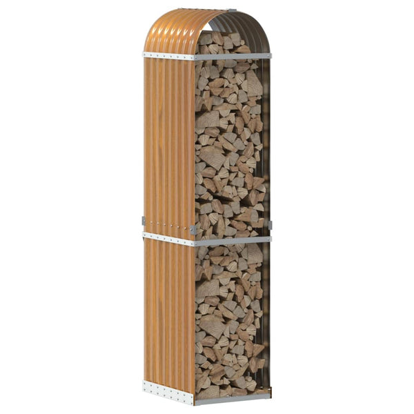 vidaXL Range-bûches aspect bois 40x45x170 cm acier galvanisé