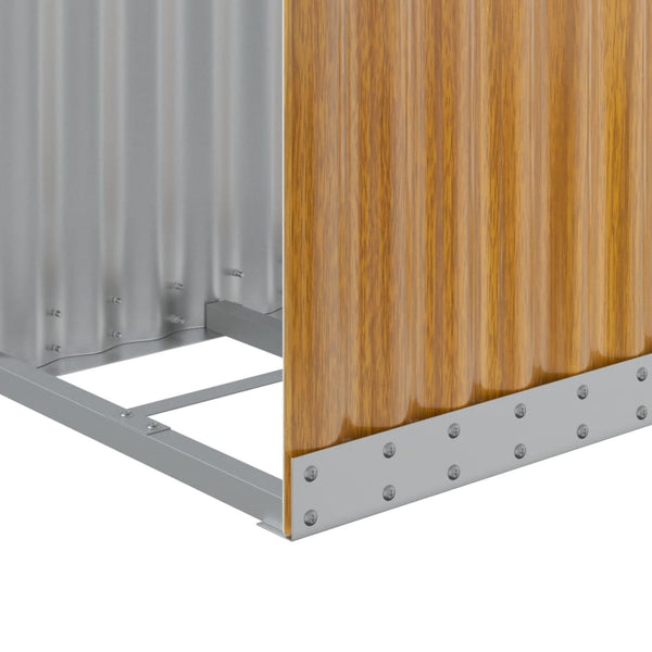 vidaXL Range-bûches aspect bois 40x45x170 cm acier galvanisé